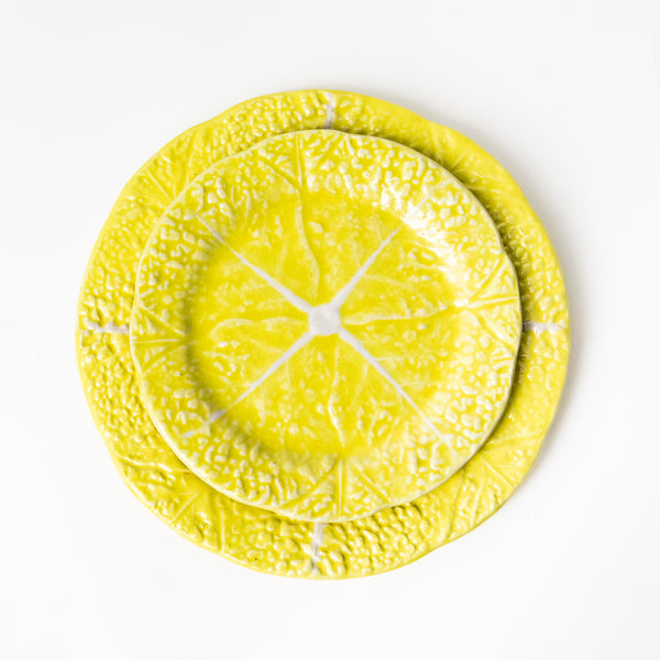 SET OF TWO VINTAGE YELLOW CABBAGE BREAD PLATES