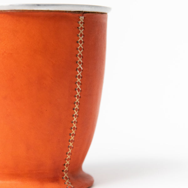 LEATHER WRAPPED CACHEPOT