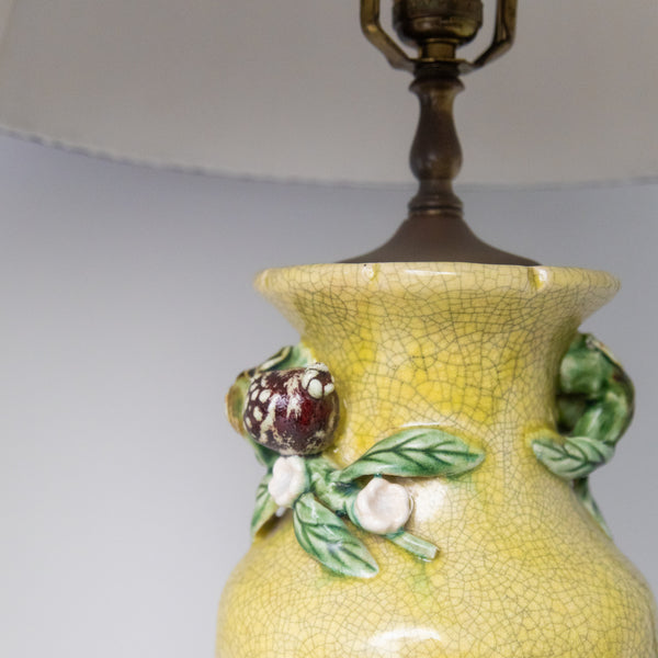 PAIR OF VINTAGE YELLOW CRACKLE LAMPS