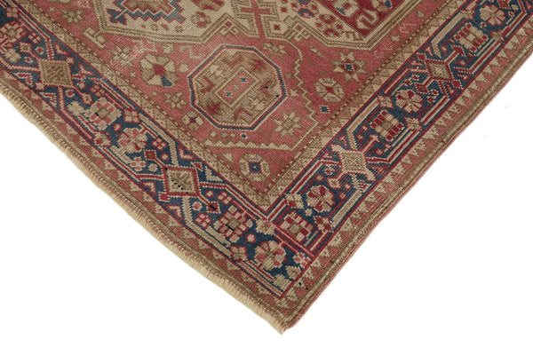 VINTAGE TURKISH ANATOLIAN RUG WITH RED, PINK AND BLUE