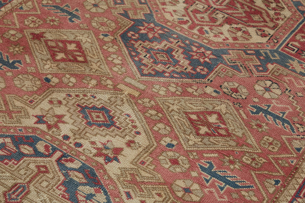 VINTAGE TURKISH ANATOLIAN RUG WITH RED, PINK AND BLUE