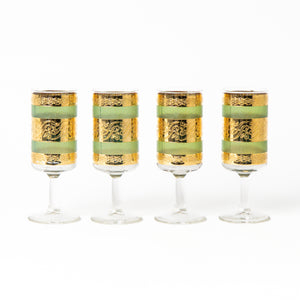 SET OF FOUR 22K GOLD CHAMPAGNE FLUTE GLASSES BY CULVER