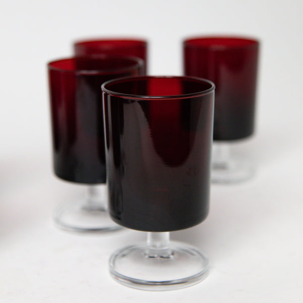 ARCORC RUBY WINE GLASSES BY J.G. DURAND, SET OF EIGHT