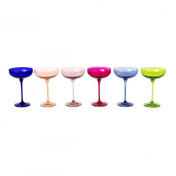 ESTELLE MIXED CHAMPAGNE COUPE GLASSES - SET OF 6