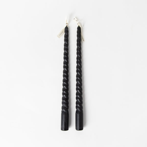 PAIR OF NARROW TWISTED PILLAR TAPER CANDLES