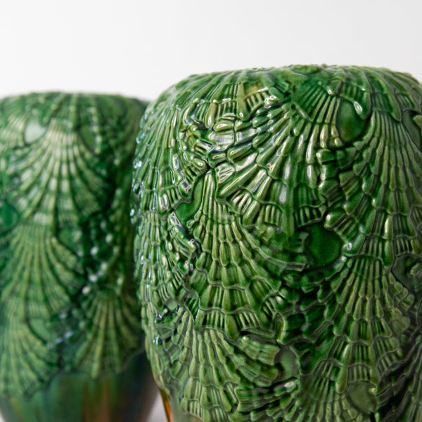 PAIR OF DRIP GLAZE VASES WITH SHELL MOTIF