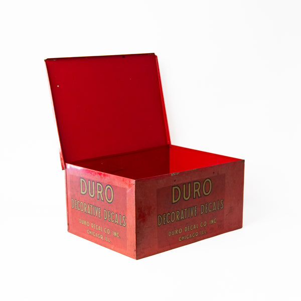 VINTAGE PAINTED RED METAL BOX "DURO BOX"