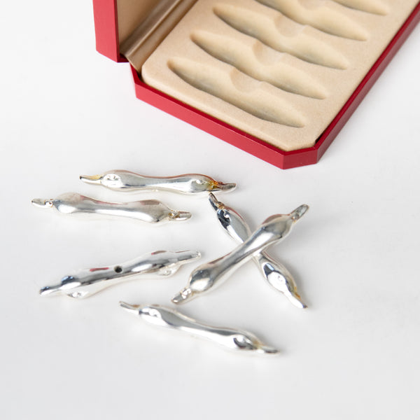 STERLING SILVER DUELING DUCK KNIFE RESTS