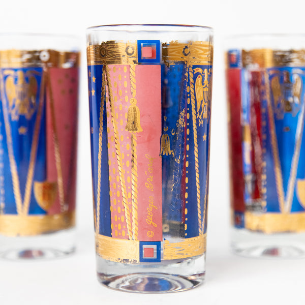 RED BLUE AND GOLD GEORGES BRIARD GLASSES
