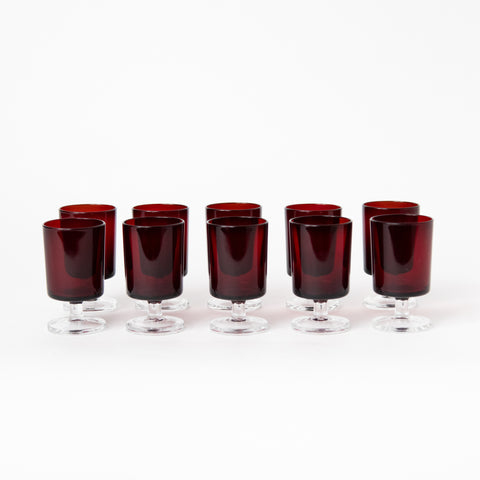 ARCORC PETITE RUBY GLASSES BY J.G. DURAND, SET OF 10
