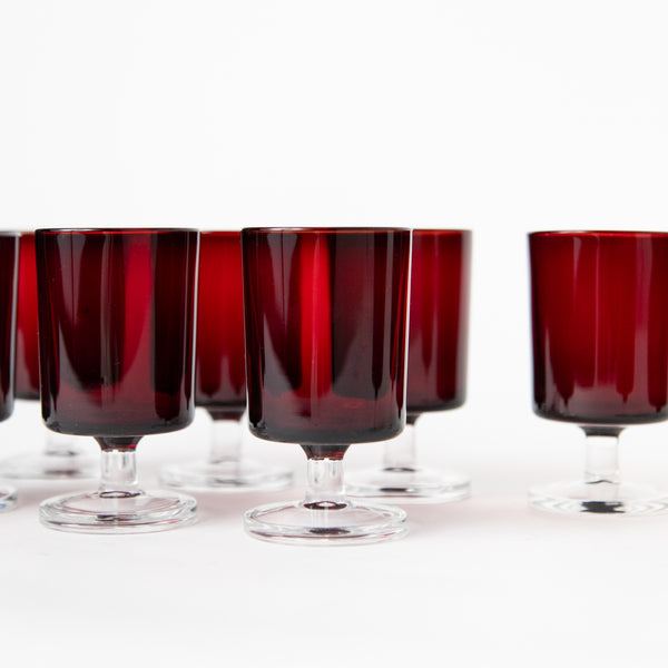 ARCORC PETITE RUBY GLASSES BY J.G. DURAND, SET OF 10