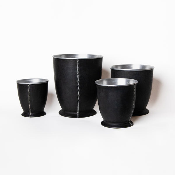 LEATHER WRAPPED CACHEPOT