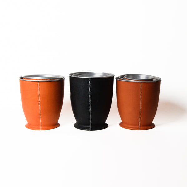 LEATHER WRAPPED CACHEPOT