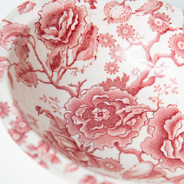 ENGLISH CHIPPENDALE RED PINK CHINA 9” OVAL VEGETABLE BOWL