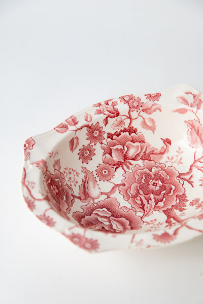 ENGLISH CHIPPENDALE RED PINK CHINA 9” OVAL VEGETABLE BOWL