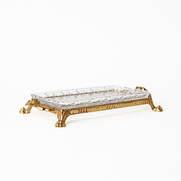 Glass Serving Tray with footed base