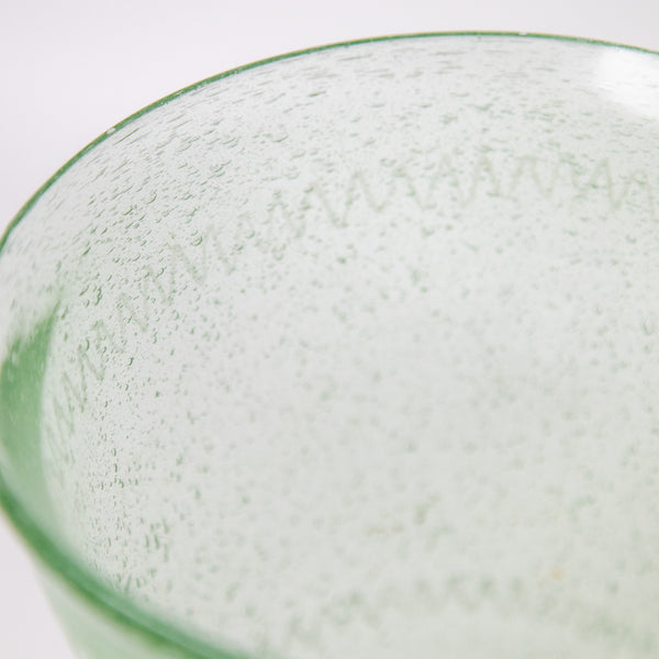 Hand Blown Seeded Green Glass Vase