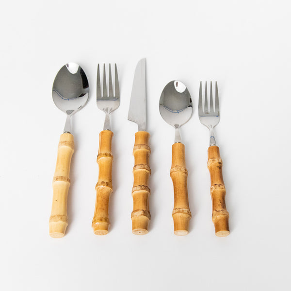 NATURAL BAMBOO 20-PIECE FLATWARE SERVICE FOR 4