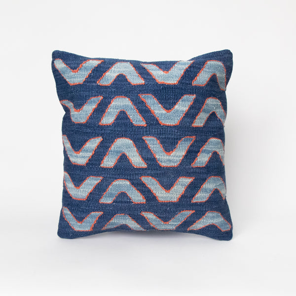 WOVEN WOOL "SLOW DOWN" PILLOW IN INDIGO