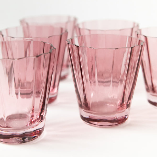 ESTELLE COLORED SUNDAY LOW BALL GLASSES, SET OF SIX IN ROSE