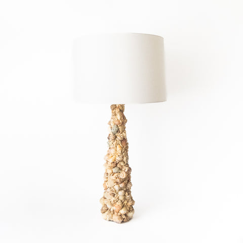 LARGE VINTAGE SHELL & CORAL ENCRUSTED LAMP