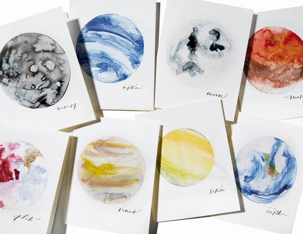 PLANETS MIX GREETING CARDS BY PAPERFINGER