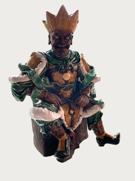CHINESE DAOIST WARRIOR CERAMIC FIGURINE