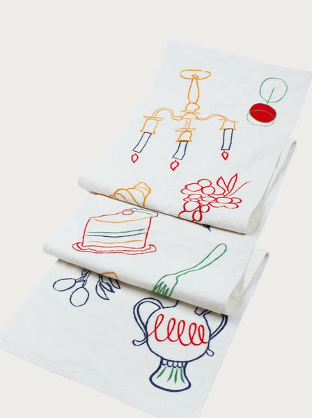 FÊTE LINEN EMBROIDERED TABLE RUNNER