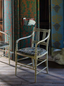 PAIR REGENCY STYLE FAUX BAMBOO CHAIRS
