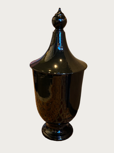 ITALIAN BLACK CERAMIC LIDDED URN