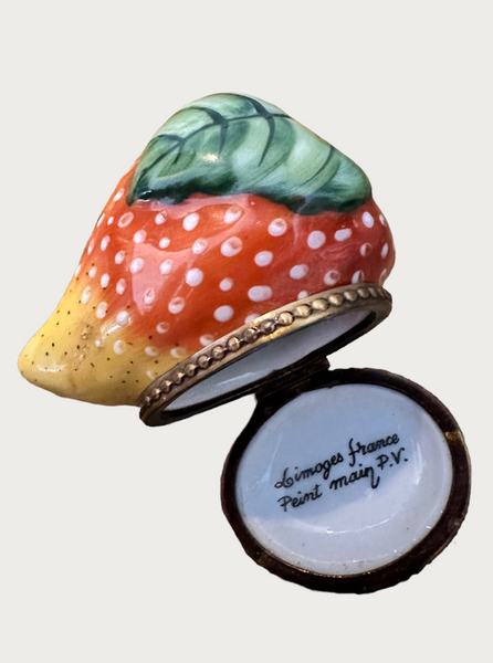 STRAWBERRY TRINKET BOX, MADE IN LIMOGES, FRANCE