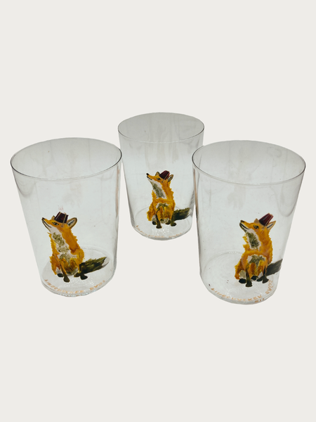 HAND-PAINTED TOADSTOOL AND FOX GLASSES