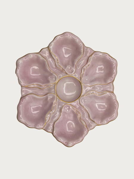 VINTAGE PINK PORCELAIN OYSTER PLATE
